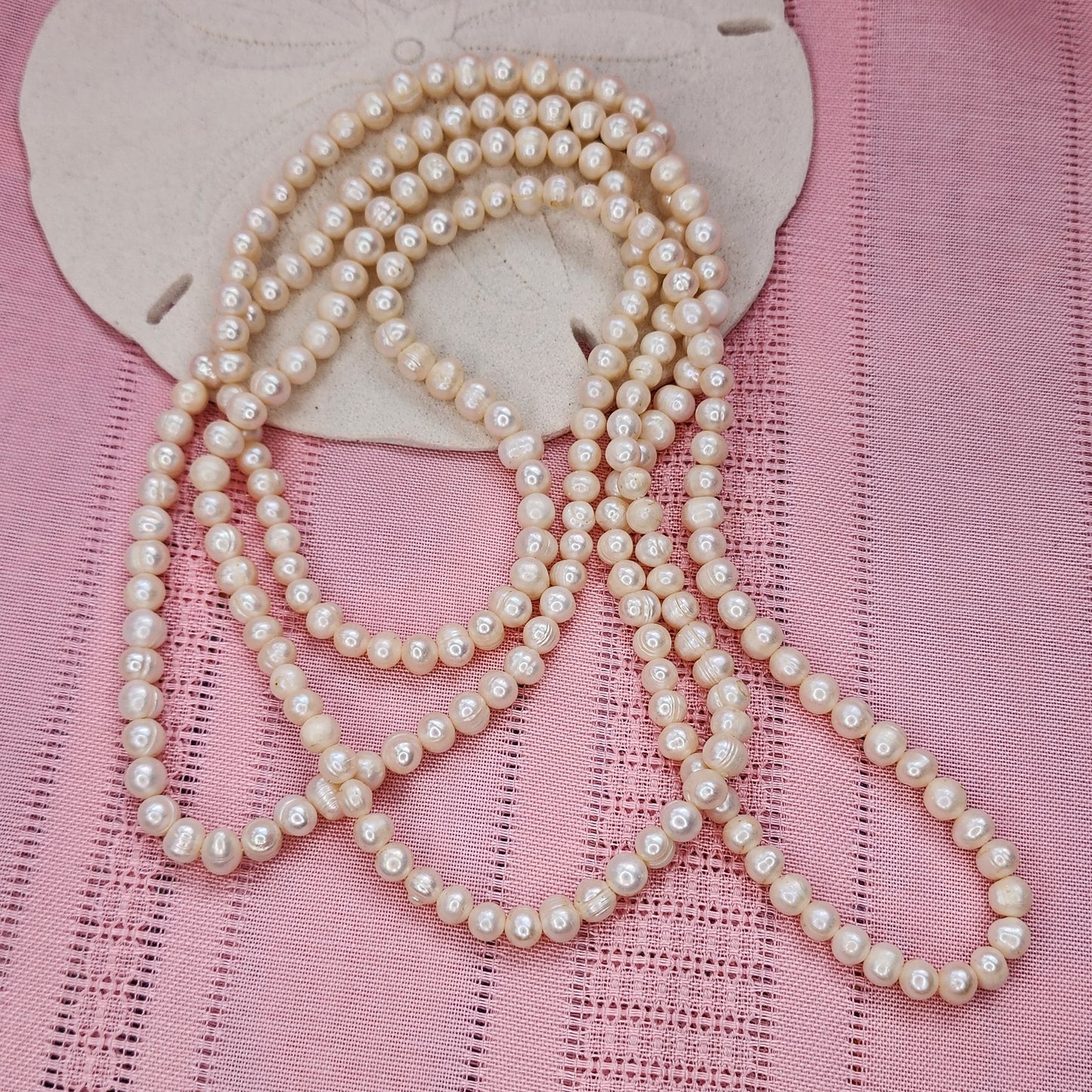 Vintage Genuine White Natural Long Pearl Necklace
