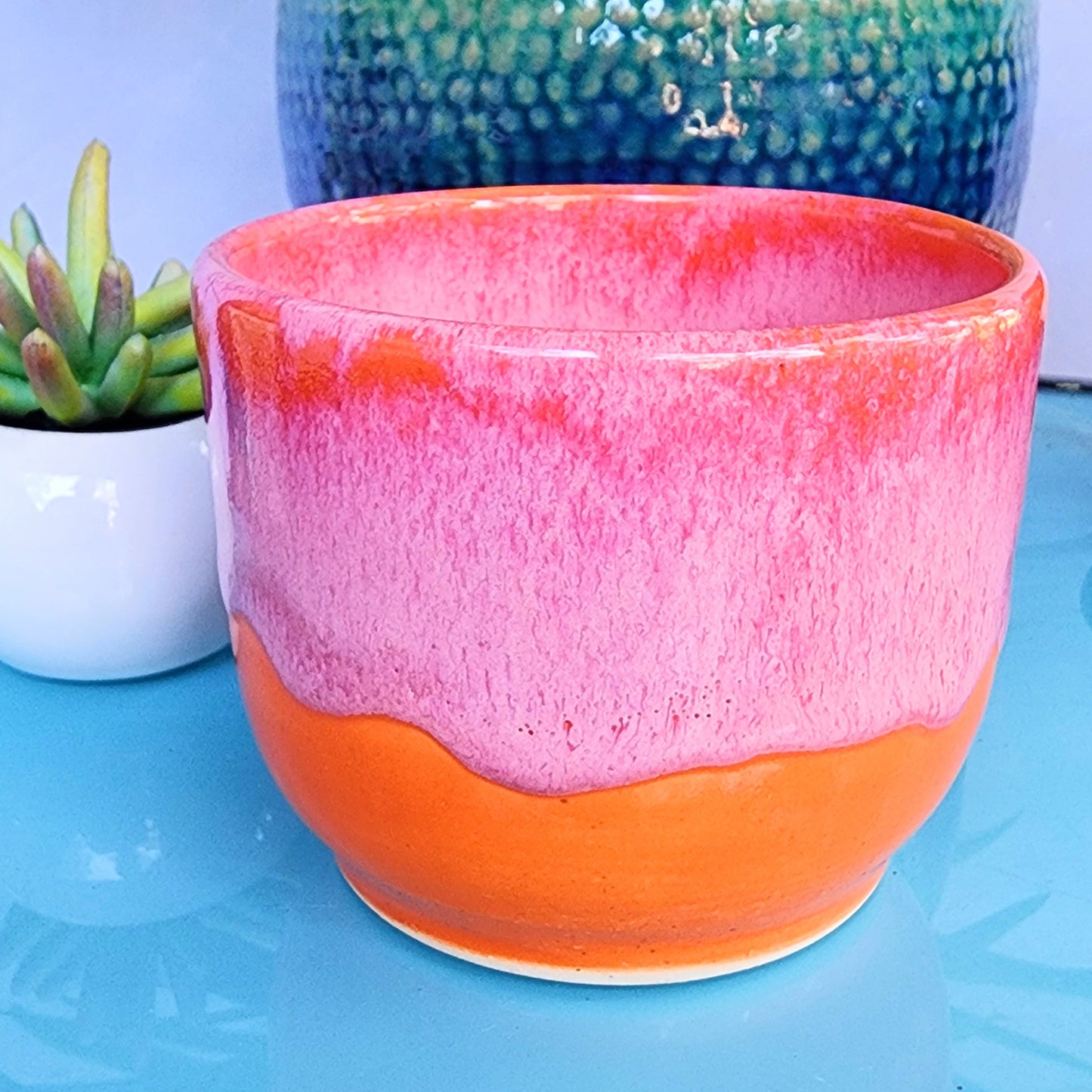 Pink & Orange Ceramic Planter Bowl