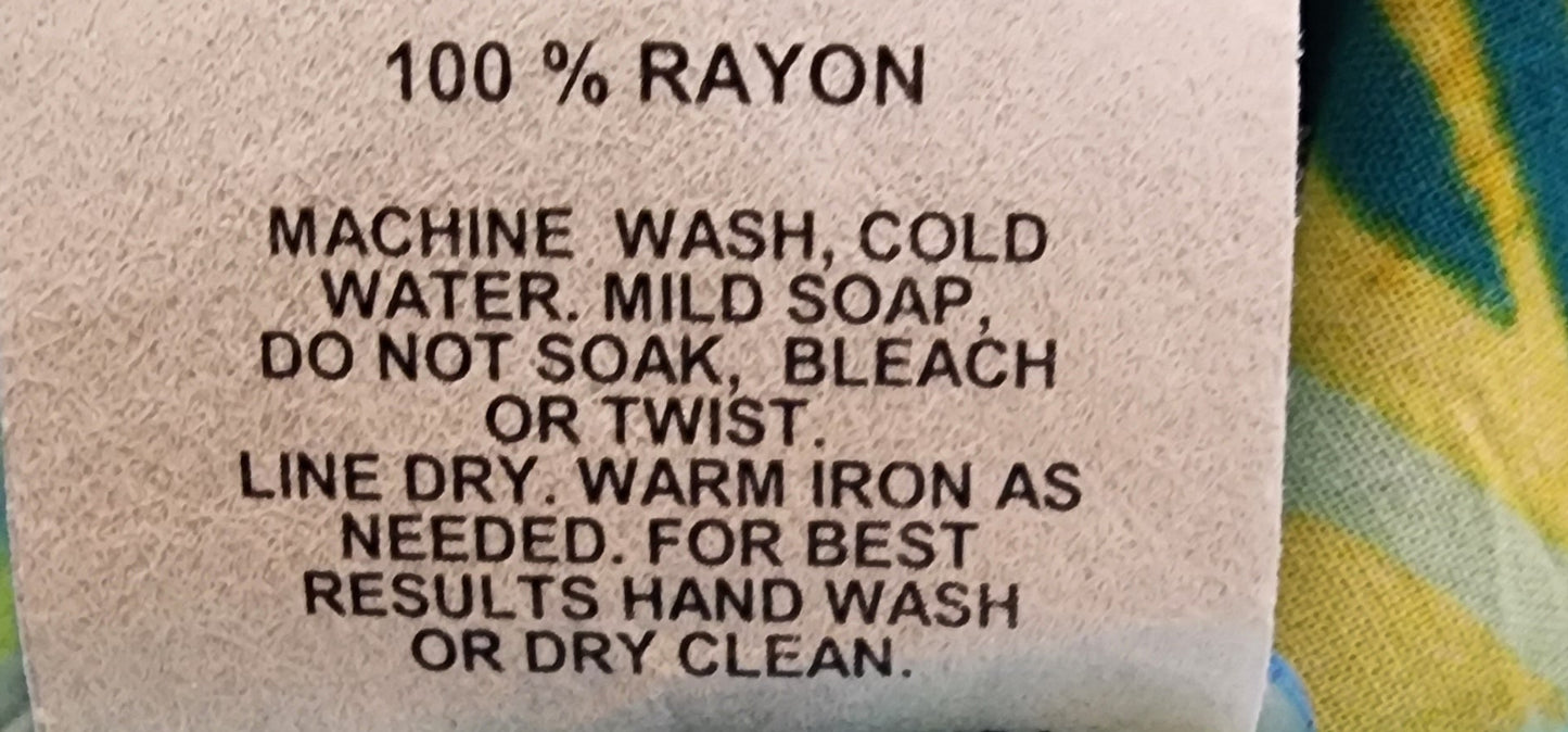 Jams World Women's Rayon Hawaiian Shirt Neptune Blue Fish Print Size Small