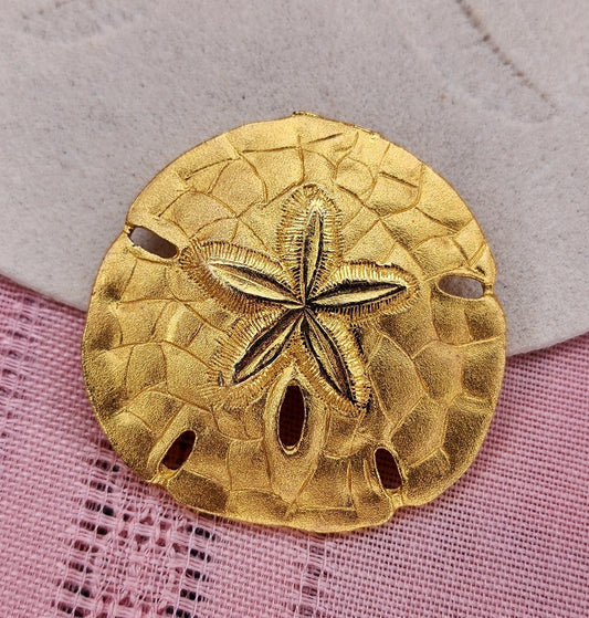 Vintage Gold Sand Dollar Brooch Pin