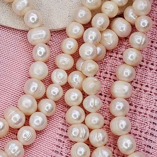Vintage Genuine White Natural Long Pearl Necklace
