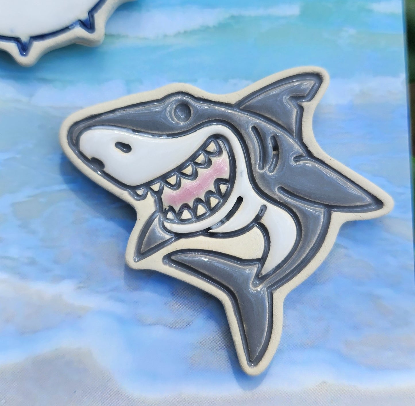 Ceramic Shark and Pufferfish Magnet Set