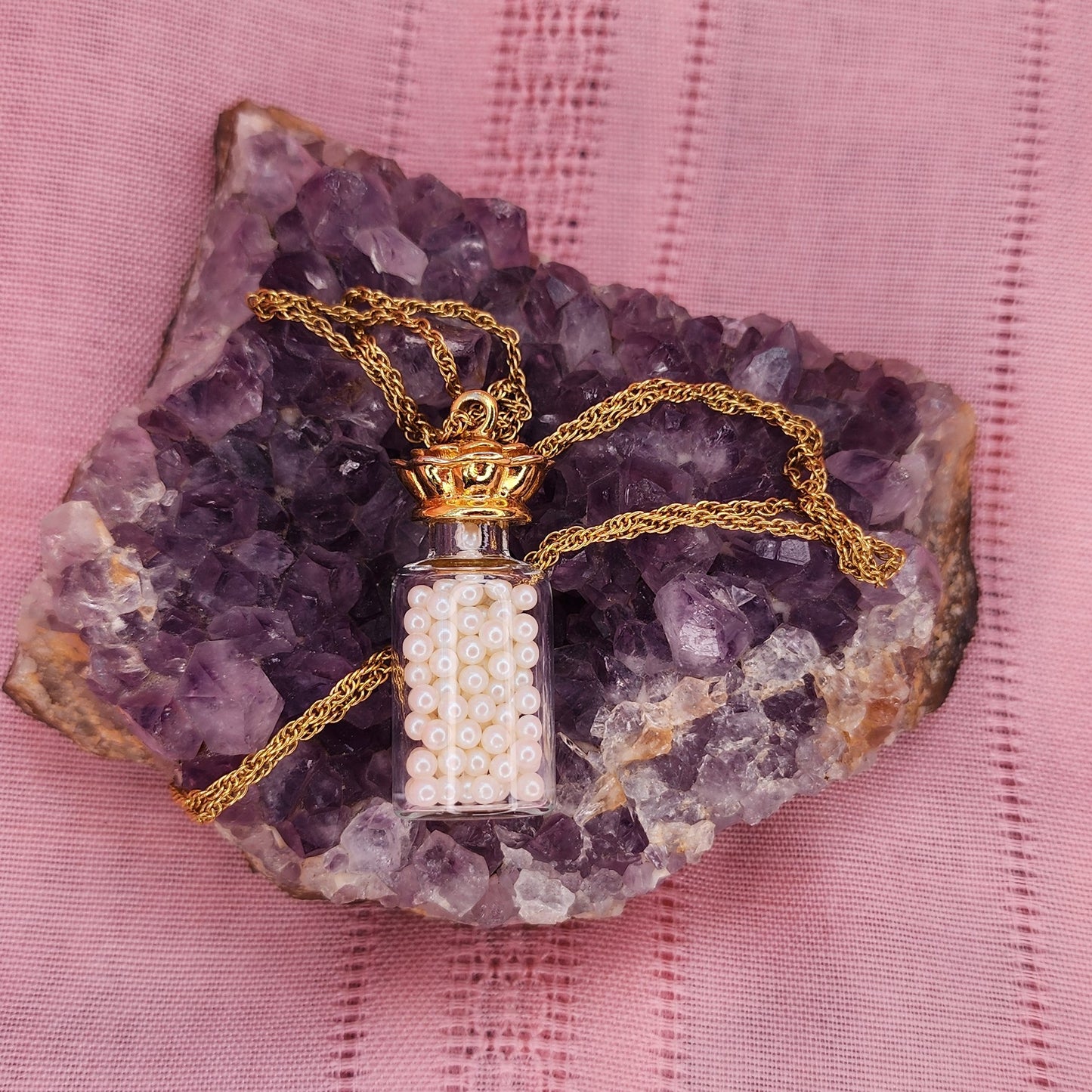 Vintage Pearls in a Bottle Pendant Necklace