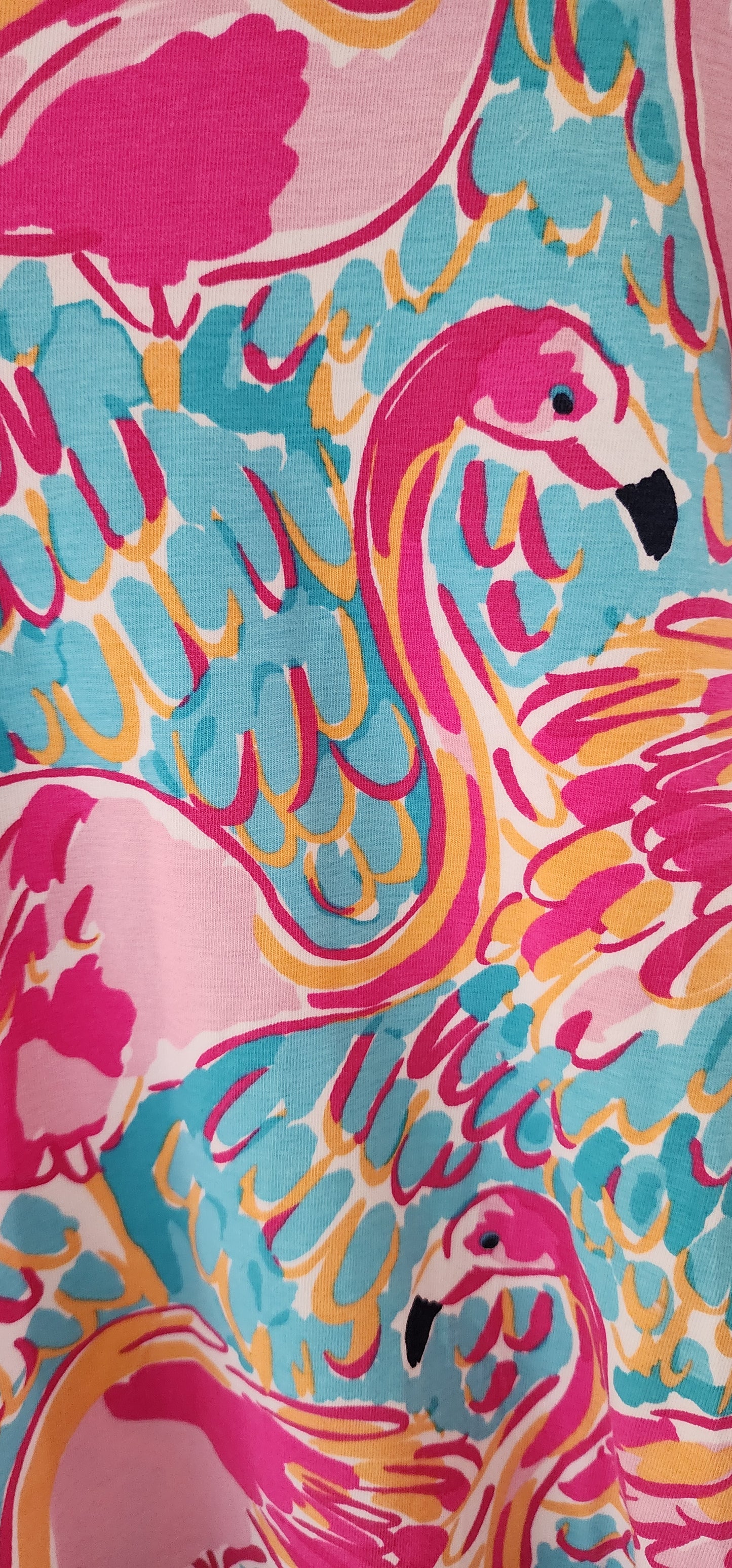 Lilly Pulitzer Michele Top in the "Peel n Eat" flamingo print.