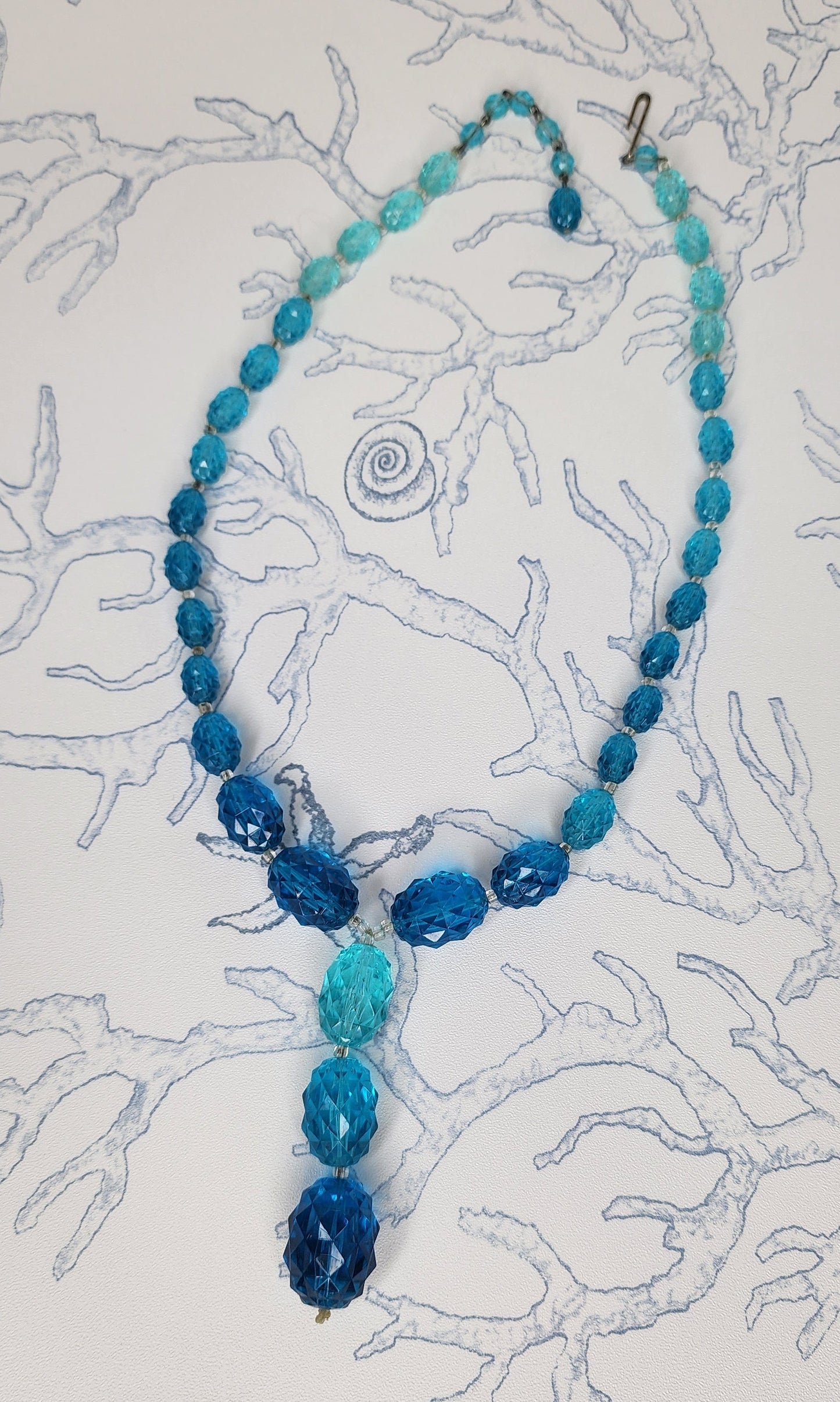 Vintage West Germany Multicolored Blue Faceted Acrylic Necklace