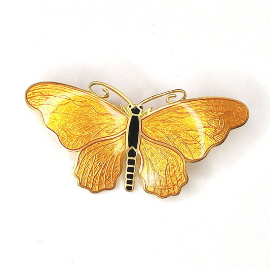 Vintage Sterling Silver and Enamel Butterfly Brooch Pin